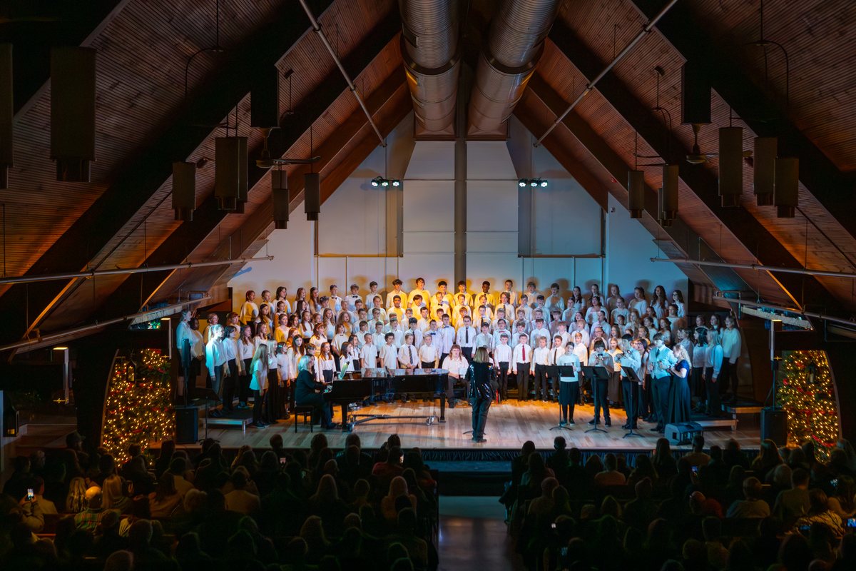 All Troubadours choirs on stage together at the Christmas concert