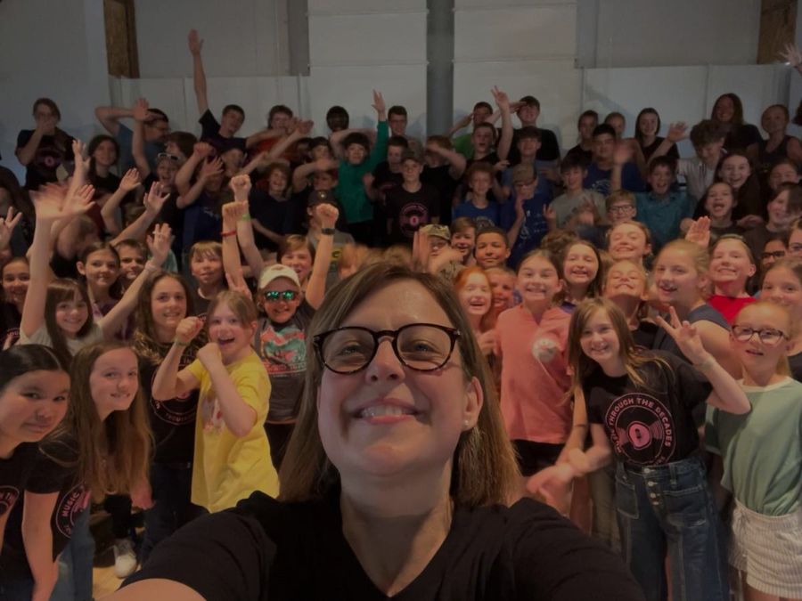 Cathy LaFrombois with a choir