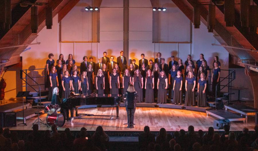 Choir performing in a sanctuary