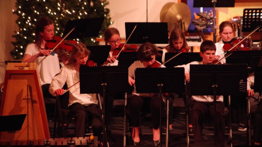 String students performing at a Christmas concert